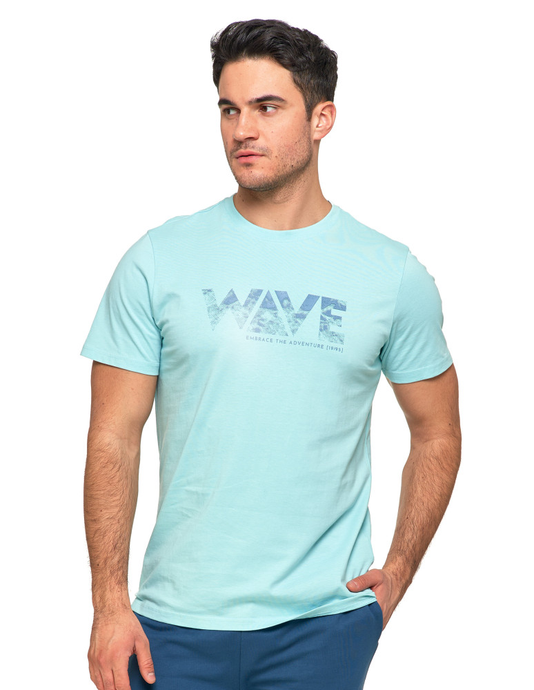Koszulki, topy, koszule - T-shirt koszulka męska 100% bawełna Wave NIEBIESKI - produkt moraj.pl 1