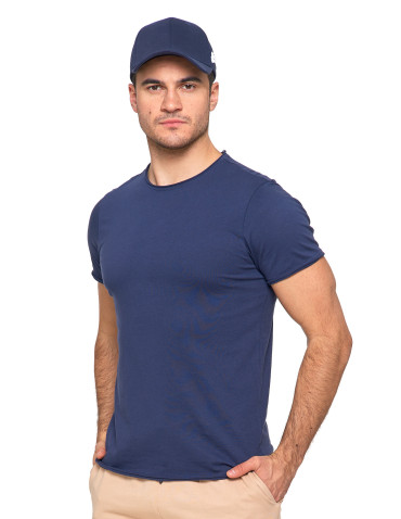 Koszulki, topy, koszule - Klasyczny t-shirt męski 100% bawełna granatowa GRANATOWY - produkt 1