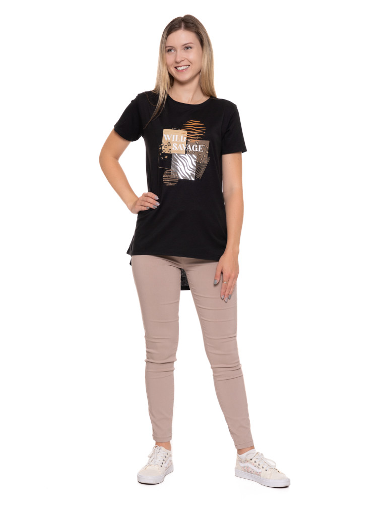 Koszulki i topy - T-shirt damski koszulka stylowa z printem CZARNY - produkt moraj.pl 6