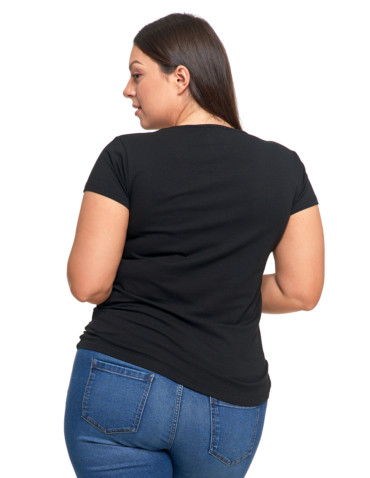 Koszulki i topy - T-shirt damski z okrągłym dekoltem plus size CZARNY - produkt 2