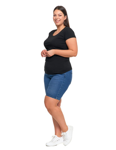 Koszulki i topy - T-shirt damski z okrągłym dekoltem plus size CZARNY - produkt 6