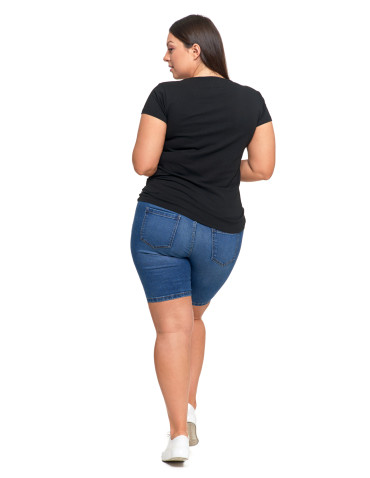 Koszulki i topy - T-shirt damski z okrągłym dekoltem plus size CZARNY - produkt 7