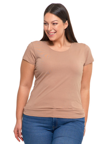 Koszulki i topy - T-shirt damski z okrągłym dekoltem plus size MOKKA - produkt 1