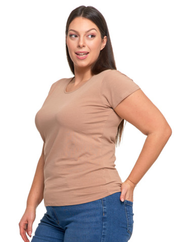 Koszulki i topy - T-shirt damski z okrągłym dekoltem plus size MOKKA - produkt 3