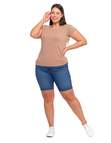 Koszulki i topy - T-shirt damski z okrągłym dekoltem plus size MOKKA - produkt 5