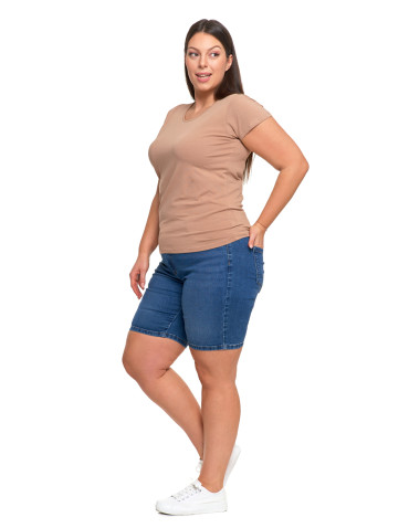 Koszulki i topy - T-shirt damski z okrągłym dekoltem plus size MOKKA - produkt 6