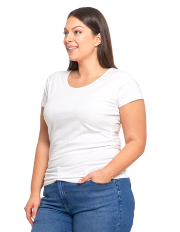 Koszulki i topy - T-shirt damski z okrągłym dekoltem plus size BIAŁY - produkt 3