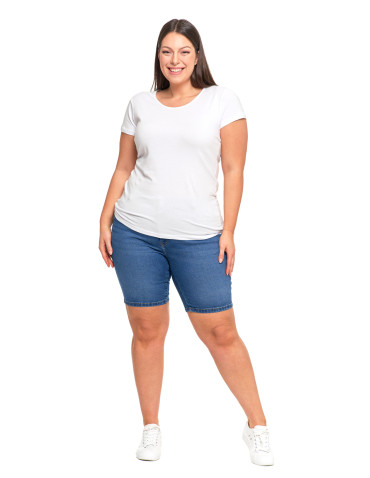Koszulki i topy - T-shirt damski z okrągłym dekoltem plus size BIAŁY - produkt 4
