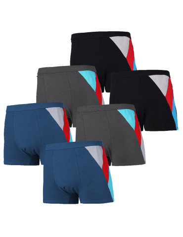 Bokserki dopasowane - Majtki bokserki męskie klasyczne bawełniane Plus Size 6-pak WIELOKOLOROWY - produkt 1