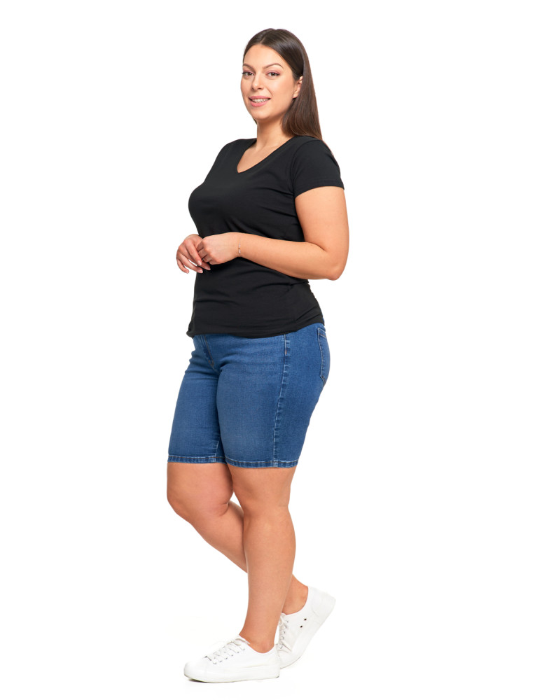 Koszulki i topy - T-shirt damski bawełniany z dekoltem V Plus Size CZARNY - produkt moraj.pl 6