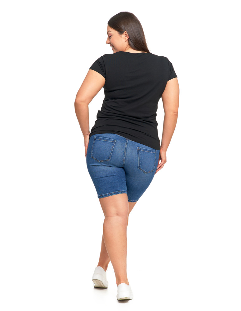 Koszulki i topy - T-shirt damski bawełniany z dekoltem V Plus Size CZARNY - produkt moraj.pl 7