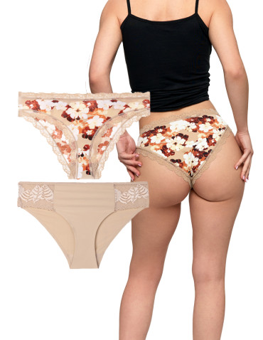 Figi - Majtki figi damskie eleganckie w beżowej kolorystyce 2-pak WIELOKOLOROWY - produkt 4