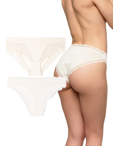 Figi - Majtki figi damskie bikini wykończone koronką 2-pak WIELOKOLOROWY - produkt 5