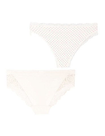 Figi - Majtki figi damskie bikini wykończone koronką 2-pak WIELOKOLOROWY - produkt 3