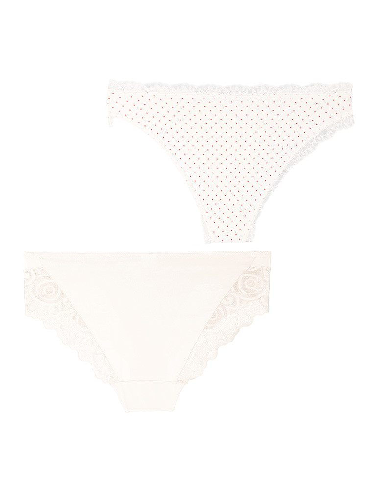 Figi - Majtki figi damskie bikini wykończone koronką 2-pak WIELOKOLOROWY - produkt moraj.pl 3