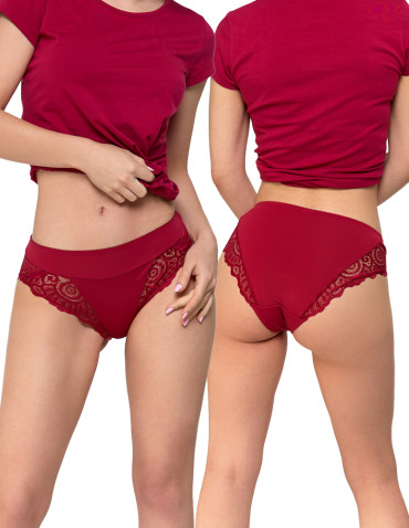Figi - Majtki damskie figi eleganckie wykończenie koronkowe 2-pak WIELOKOLOROWY - produkt 2