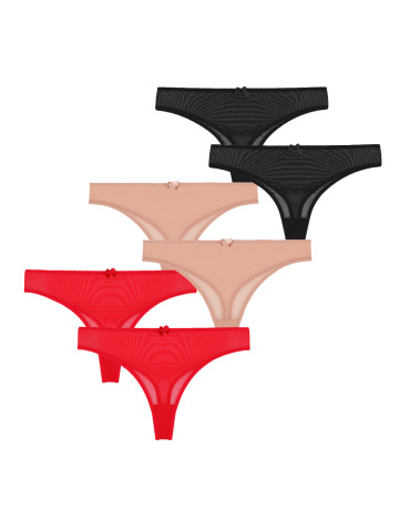 Stringi - Majtki stringi damskie transparentne siateczkowe 6-pak WIELOKOLOROWY - produkt 1