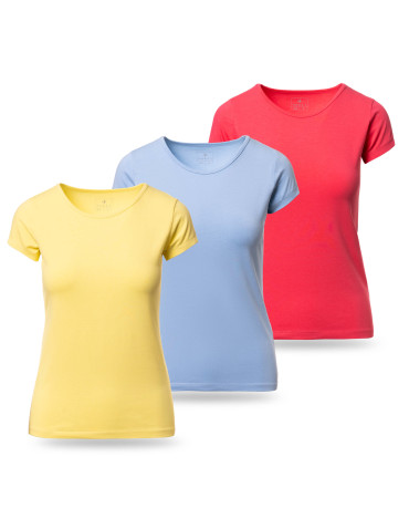 Koszulki i topy - Koszulka damska T-shirt bawełniana z okrągłym dekoltem 3-pak WZÓR 1 - produkt 1
