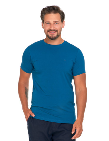 Koszulki, topy, koszule - Koszulka męska T-shirt bawełniana Premium okrągły dekolt CIEMNY NIEBIESKI - produkt 1
