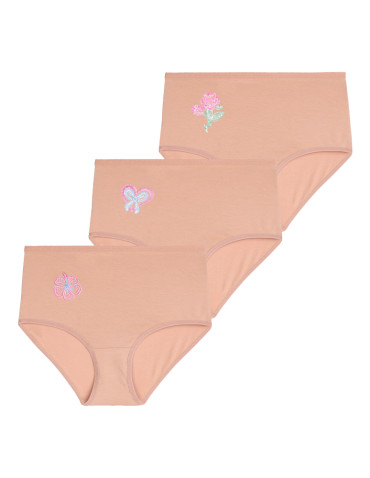 Figi - Majtki figi damskie z wysokim stanem Plus Size 3-pak BEŻOWY - produkt 1