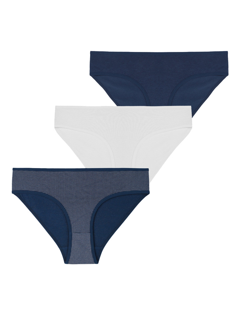 Figi - Majtki figi damskie bawełniane bikini klasyczne 3-pak WIELOKOLOROWY - produkt moraj.pl 1