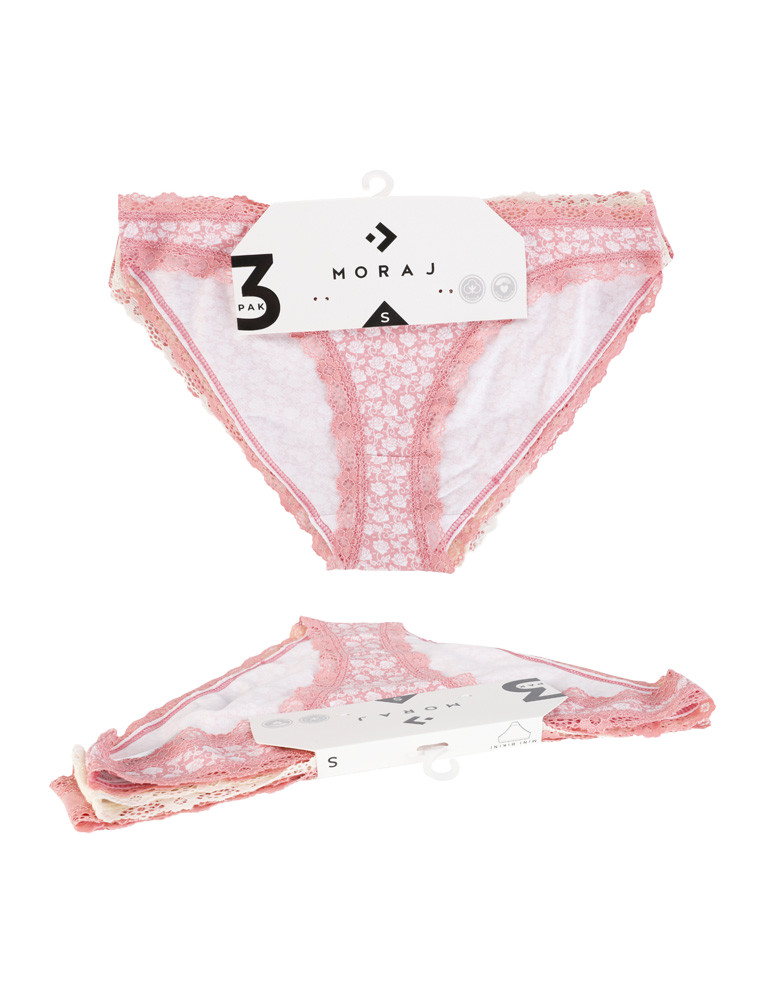 Figi - Majtki figi damskie mini bikini wykończone koronką 3-pak WIELOKOLOROWY - produkt moraj.pl 6