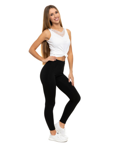Legginsy - Klasyczne czarne legginsy ocieplane damskie CZARNY - produkt 1