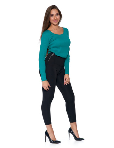 Legginsy - Legginsy damskie z ozdobnym zamkiem z boku CZARNY - produkt 7