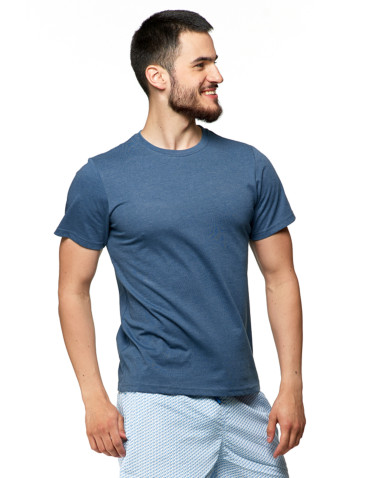 Koszulki, topy, koszule - Koszulka męska bawełniana T-shirt CIEMNY NIEBIESKI - produkt 1