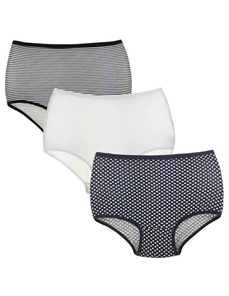Figi - Majtki figi damskie o kroju maxi bikini w paski 3-pak WIELOKOLOROWY - produkt moraj.pl 1