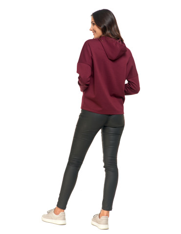 Bluzy - Luźna damska bluza z kapturem ze złotym zdobieniem FIOLETOWY - produkt 10