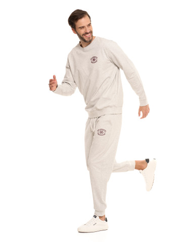 Bluzy - Męska bluza bez kaptura z minimalistycznym nadrukiem SZARY - produkt 4
