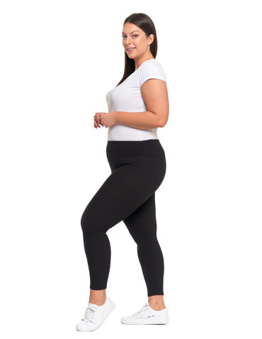 Legginsy - Legginsy damskie w prążek z wysokim stanem CZARNY - produkt 6