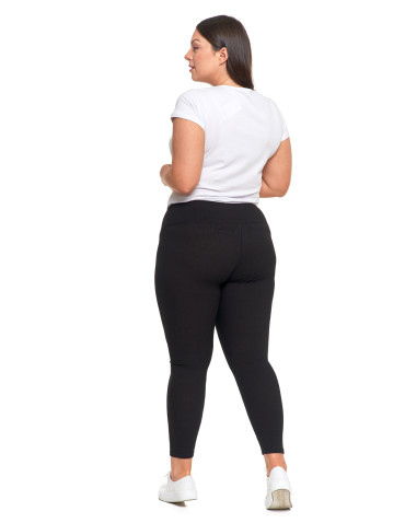 Legginsy - Legginsy damskie w prążek z wysokim stanem CZARNY - produkt 7
