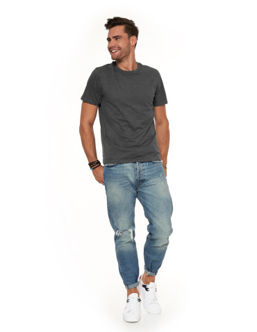 Koszulki, topy, koszule - Koszulka męska bawełniana T-shirt CIEMNY SZARY - produkt 3