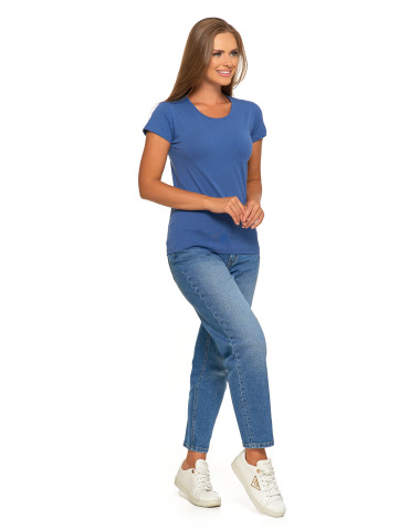 Koszulki i topy - T-shirt damski bawełniany z krótkim rękawkiem jednokolorowy JEANS - produkt 5