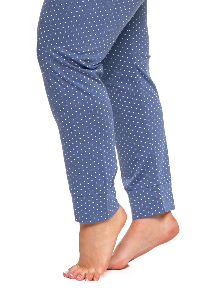 Długi rękaw - Damska piżama Plus Size z długim rękawem i wiązaną bluzką JEANS - produkt moraj.pl 9
