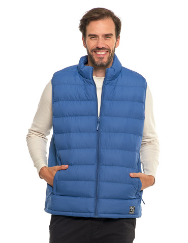 Odzież wierzchnia - Męski bezrękawnik pikowana kamizelka JEANS - produkt 1