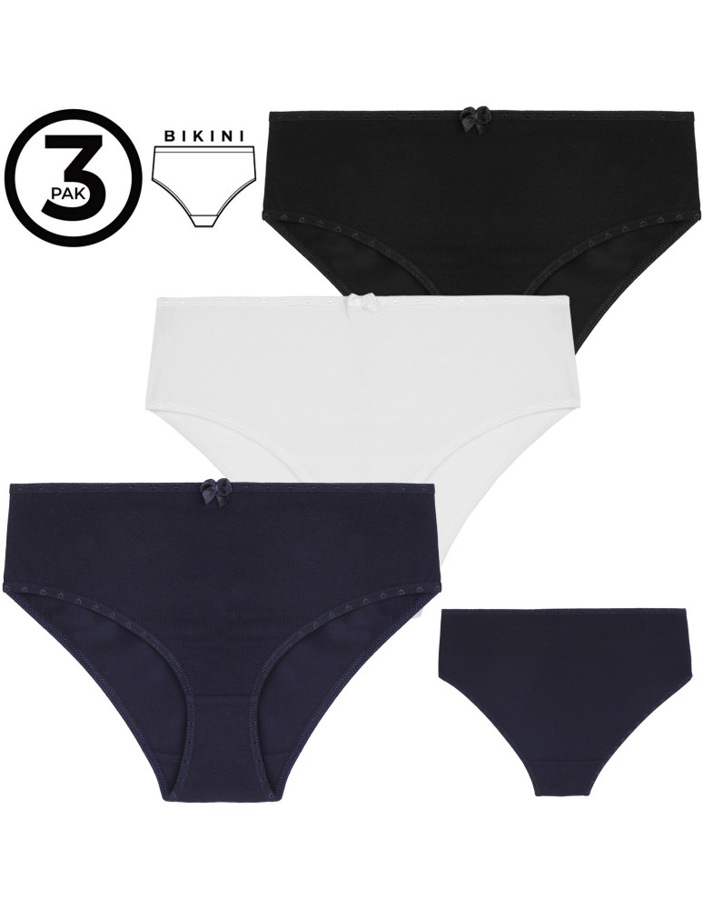 Figi - Majtki figi bikini damskie bawełniane klasyczne 3-pak WIELOKOLOROWY - produkt moraj.pl 11