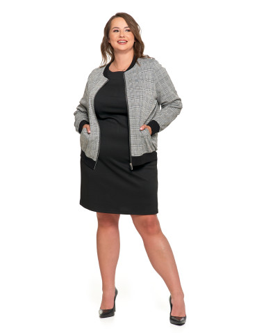 Bluzy - Bluza damska bomberka na zamek wzór w kratkę z kieszeniami WZÓR 1 - produkt 12
