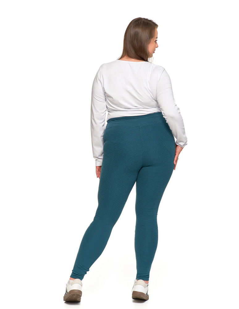Legginsy - Damskie legginsy z wysokim stanem i prążkowaną strukturą ZIELONY - produkt moraj.pl 6