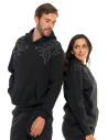 Bluza unisex z kapturem i cyrkoniami ocieplana CZARNY