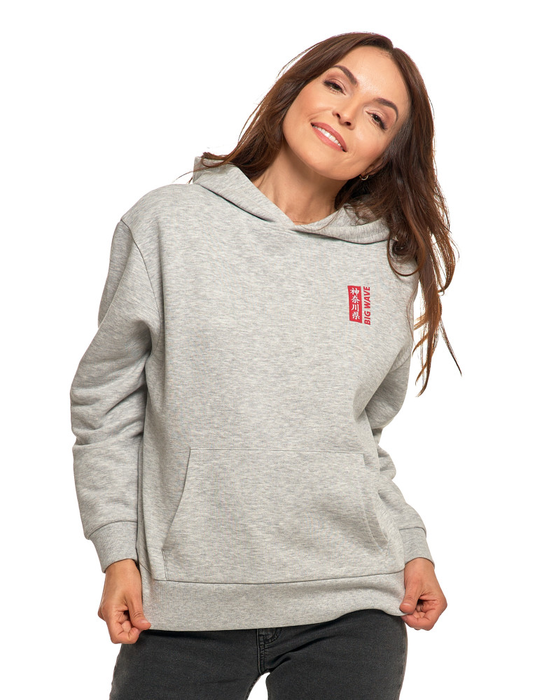 Bluzy - Bluza unisex z kapturem z japońskim motywem fali SZARY - produkt moraj.pl 5