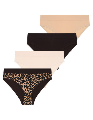 Figi - Damskie majtki figi bikini z podwyższonym stanem 4-pak WIELOKOLOROWY - produkt 1