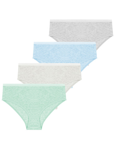 Figi - Damskie majtki figi bikini klasyczne z gumką w pasie 4-pak WIELOKOLOROWY - produkt 1