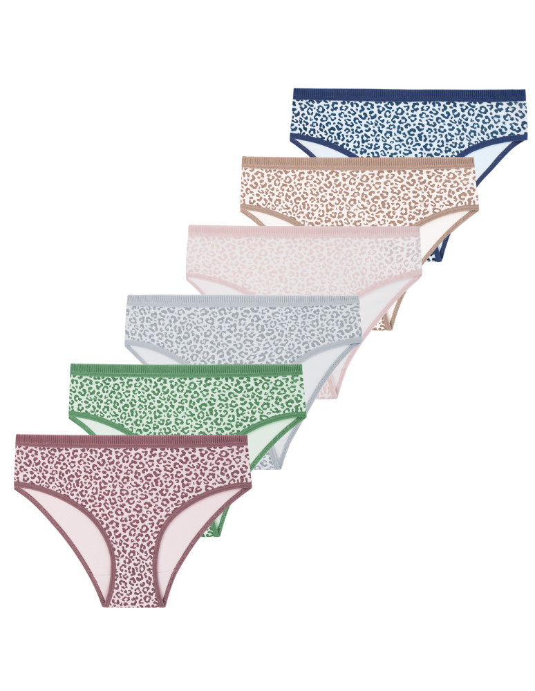Figi - Damskie majtki figi mini bikini w panterkę 6-pak WIELOKOLOROWY - produkt moraj.pl 1