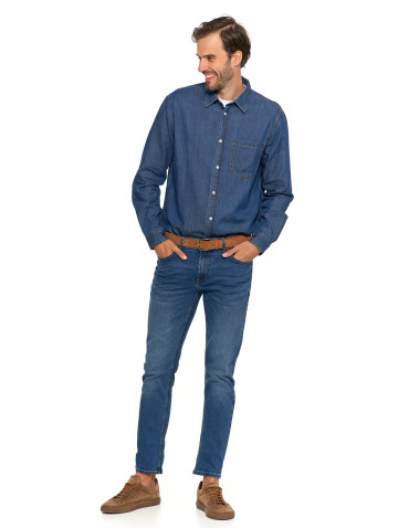 Koszulki, topy, koszule - Klasyczna męska koszula jeansowa JEANS - produkt 4