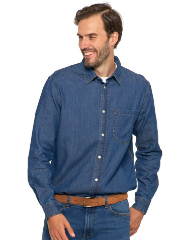 Koszulki, topy, koszule - Klasyczna męska koszula jeansowa JEANS - produkt 1