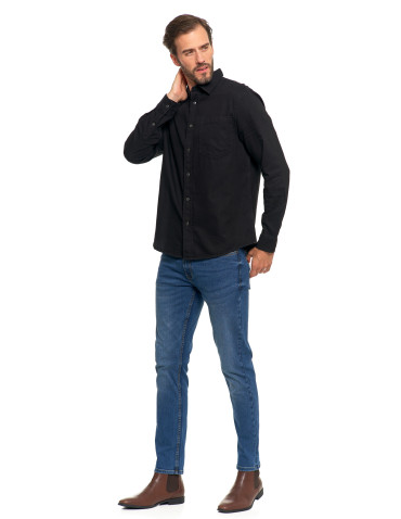 Koszulki, topy, koszule - Klasyczna męska koszula jeansowa CZARNY - produkt 11