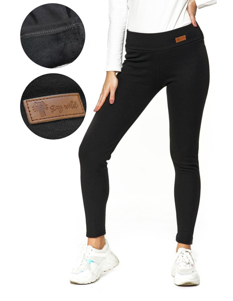 Legginsy - Ocieplane legginsy damskie z wysokim stanem CZARNY - produkt moraj.pl 1